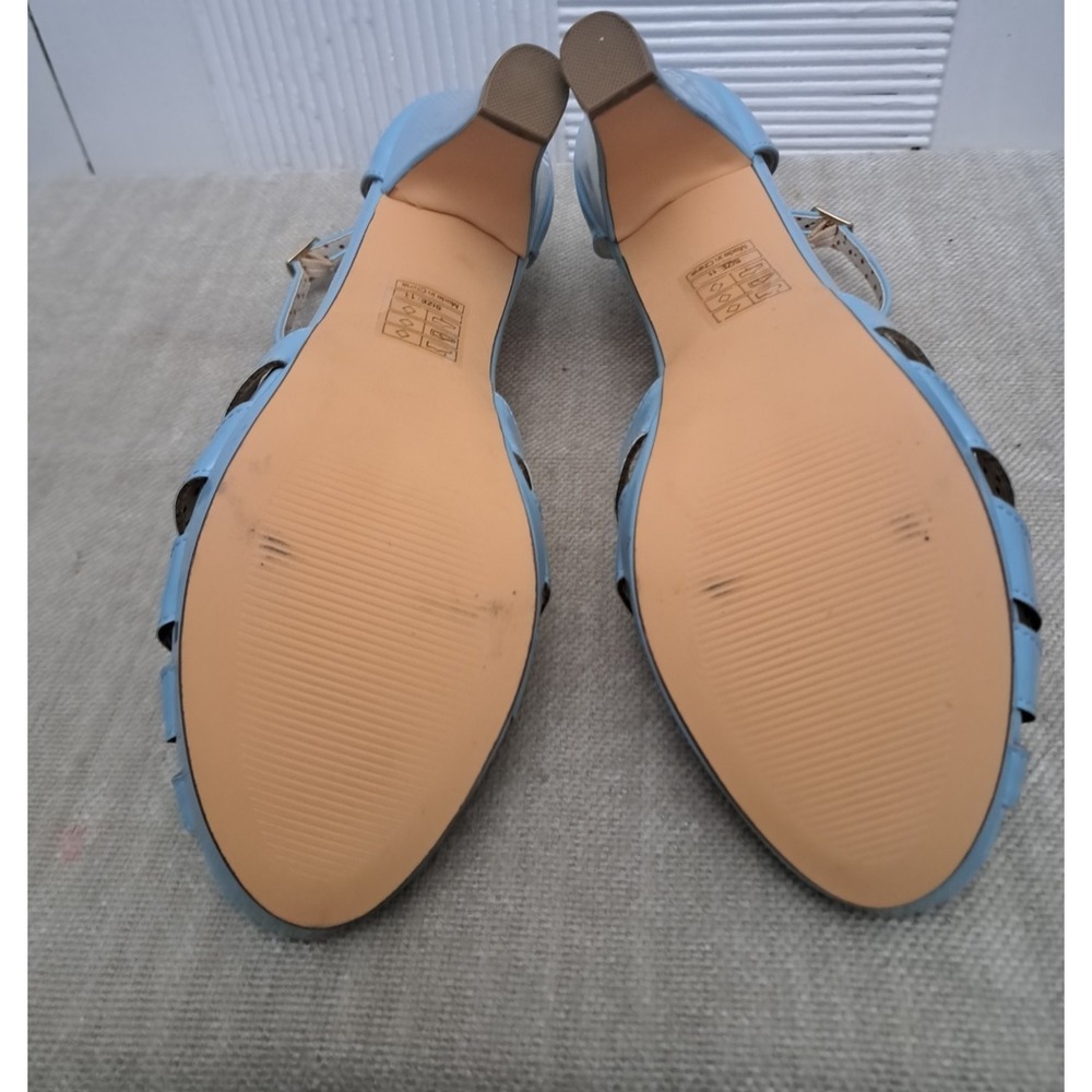 But Another Innocent Tale Heels Sandals Size 11 Blue Patent Leather Ankle Straps - Picture 10 of 10